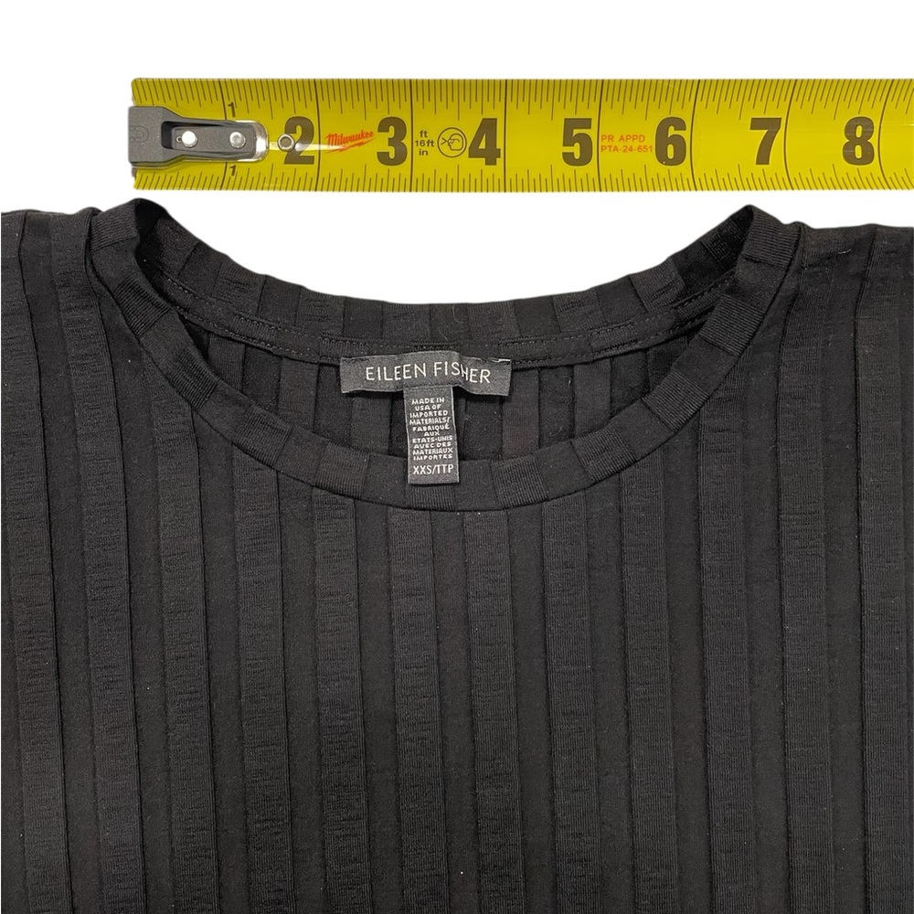 Eileen Fisher Wide Rib Stretch Crew‎ Neck Black Top Size Xxs - Picture 4 of 5